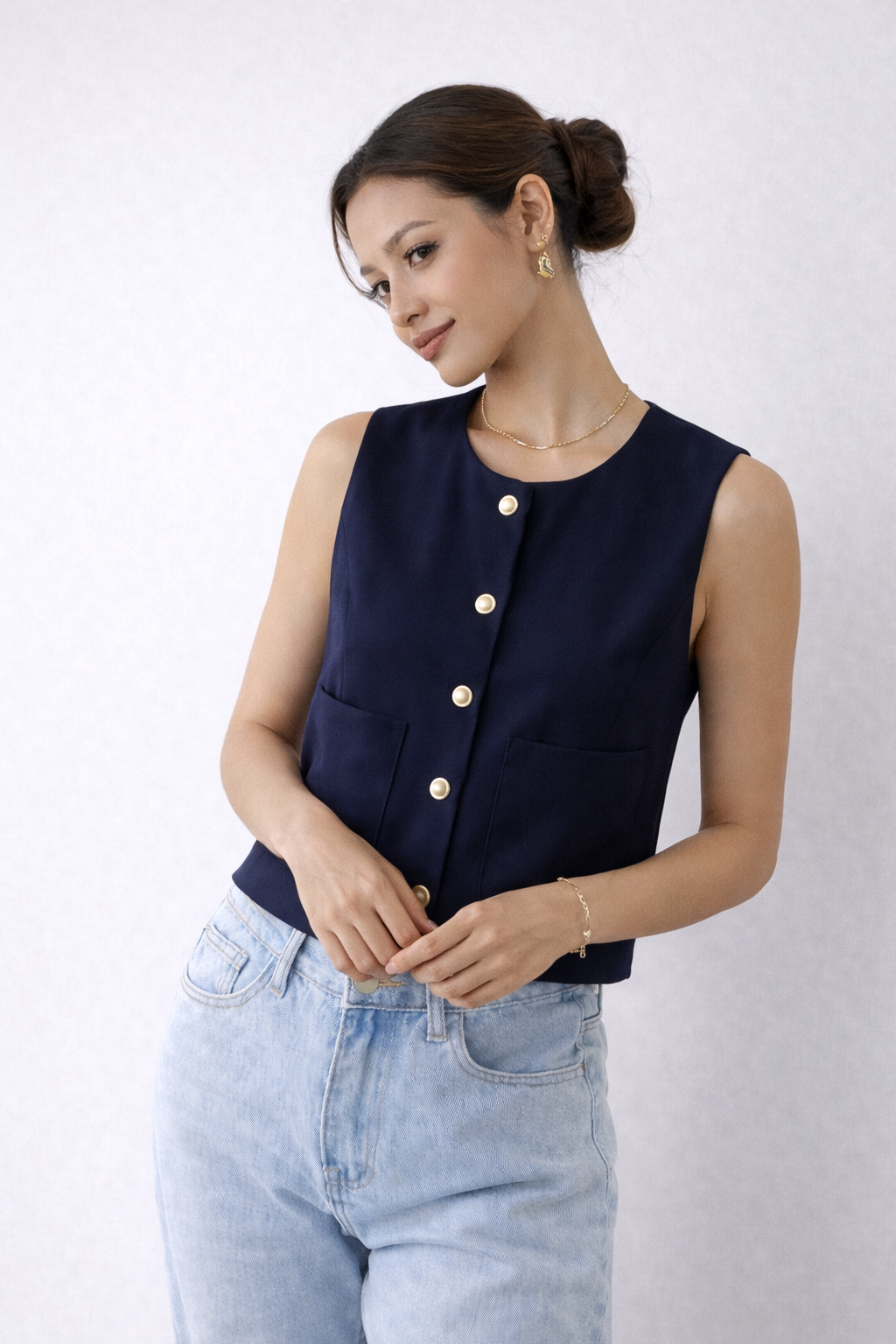 Signature Navy Top for Women front view
