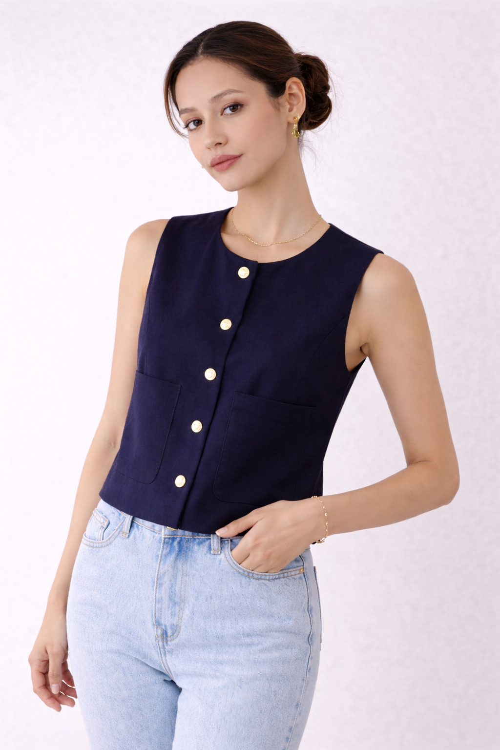 Signature Navy Top for Women elegant fit